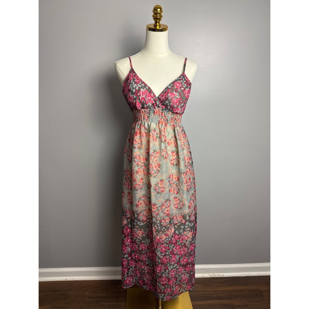 She Seoul Floral Maxi Dress Womens Size M Multi-Color Excellent Boho Smocked
